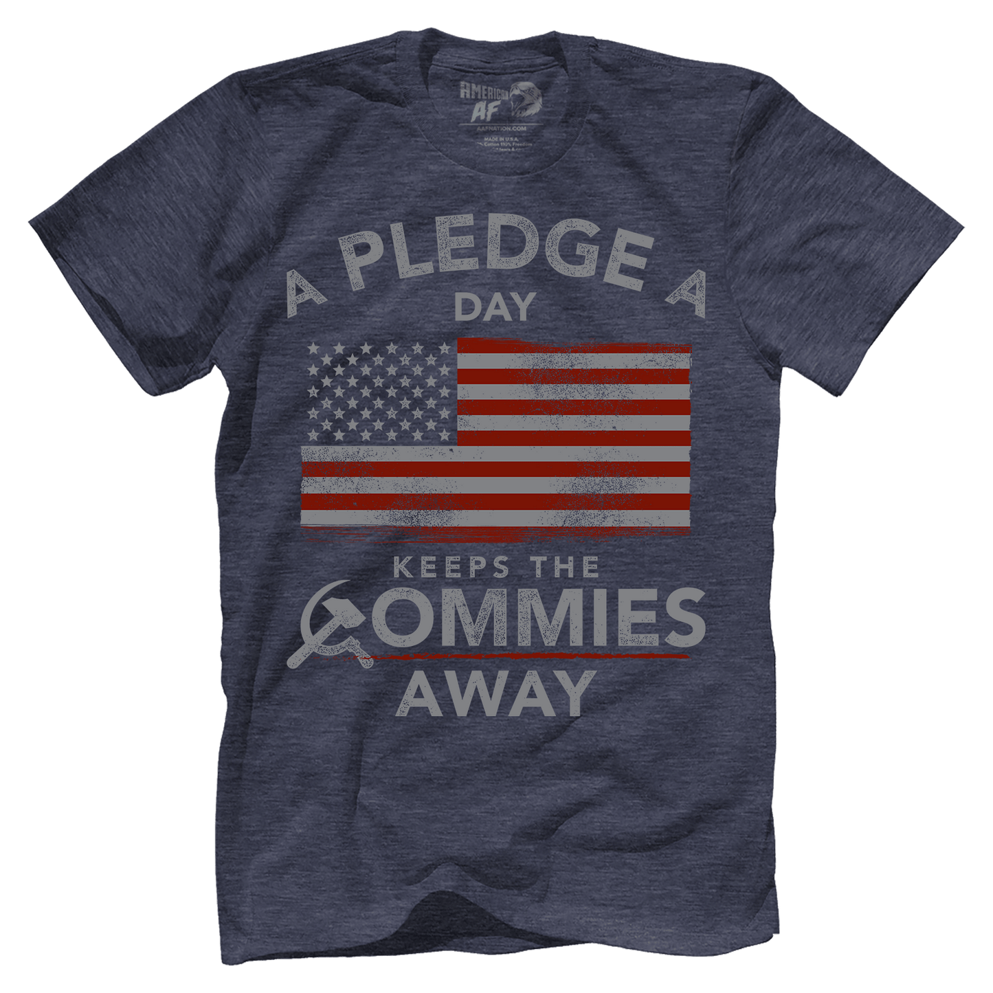 T-shirt Premium Mens Triblend Shirt / Vintage Navy / S A Pledge a Day Keeps the Commies Away