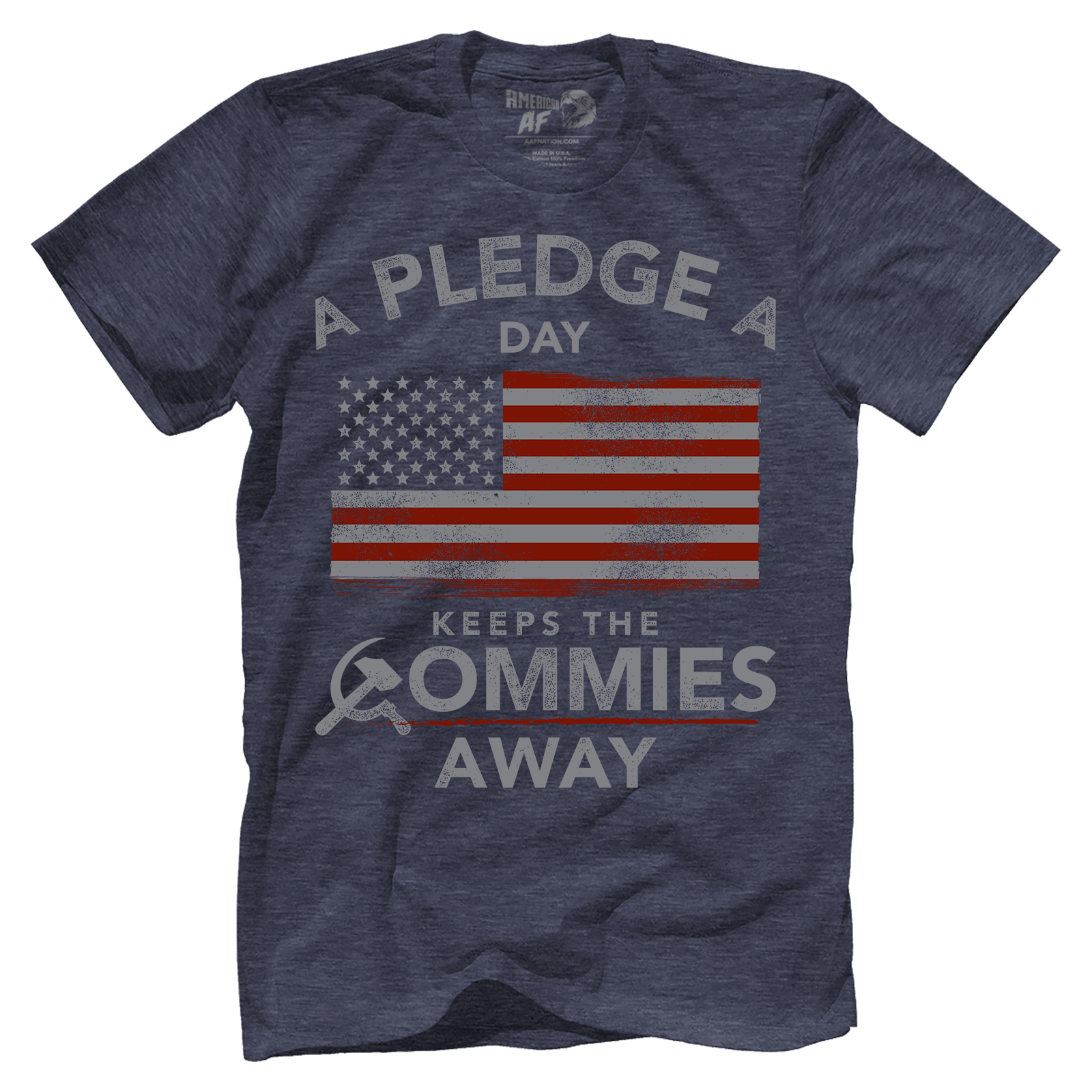 T-shirt Premium Mens Triblend Shirt / Vintage Navy / S A Pledge a Day Keeps the Commies Away