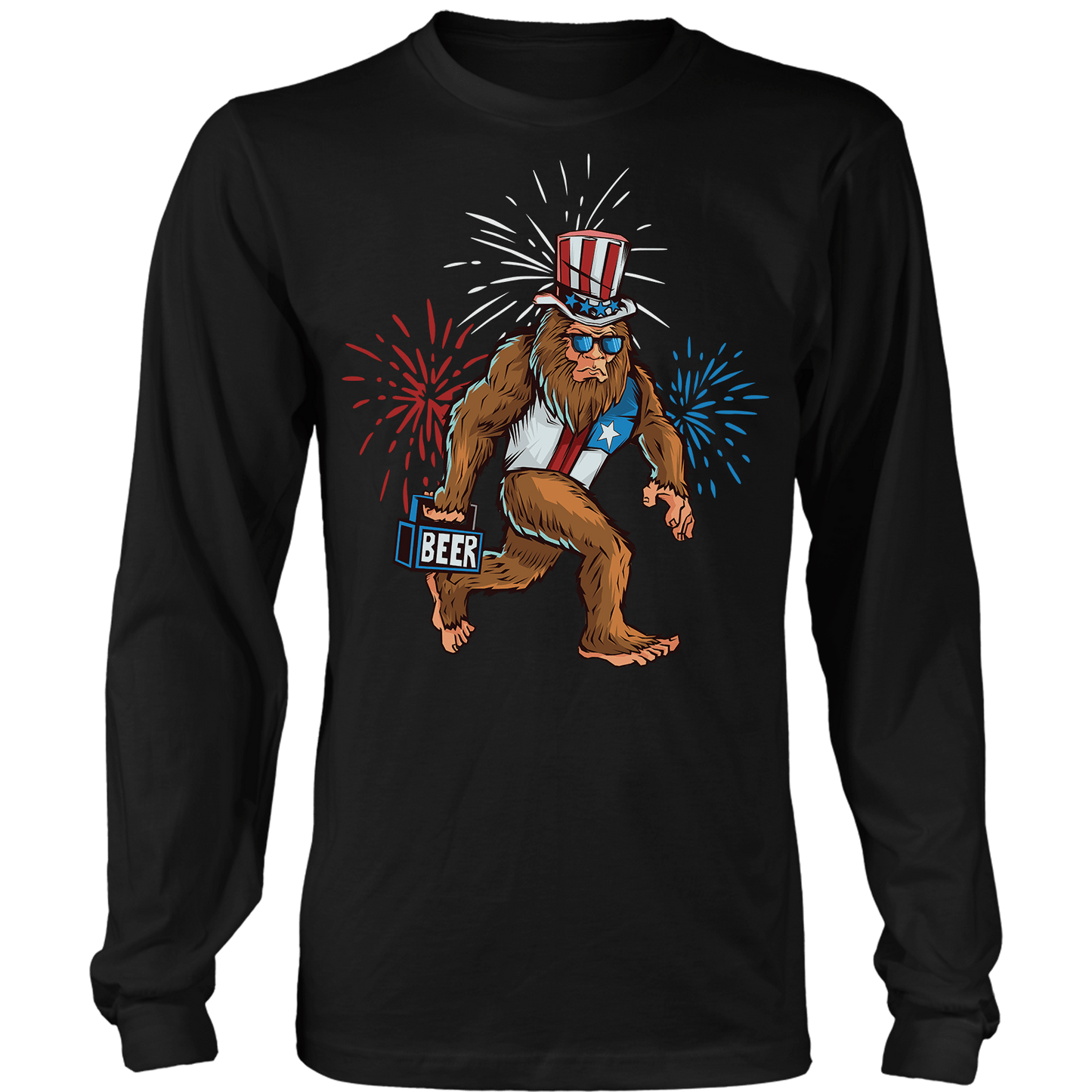 T-shirt Mens Long Sleeve / Black / S Sasquatch Forever Beer Run