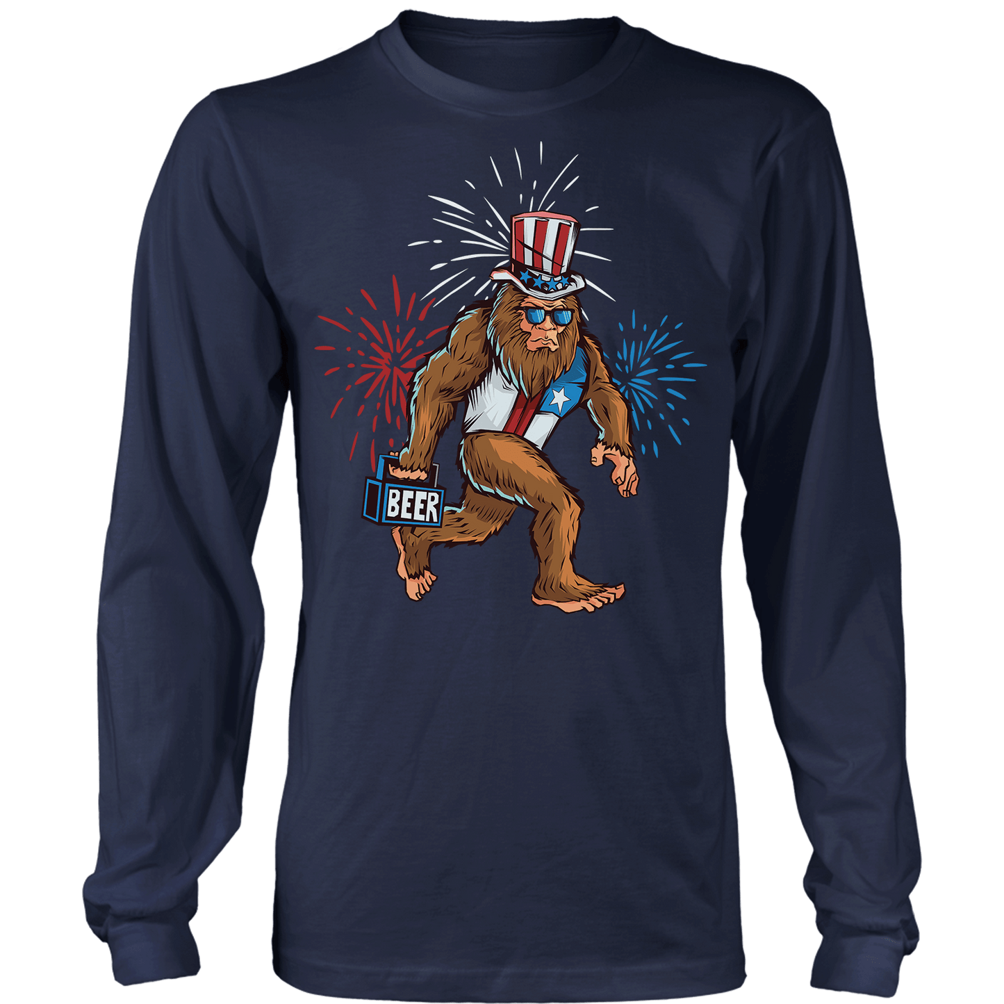 T-shirt Mens Long Sleeve / Midnight Navy / S Sasquatch Forever Beer Run