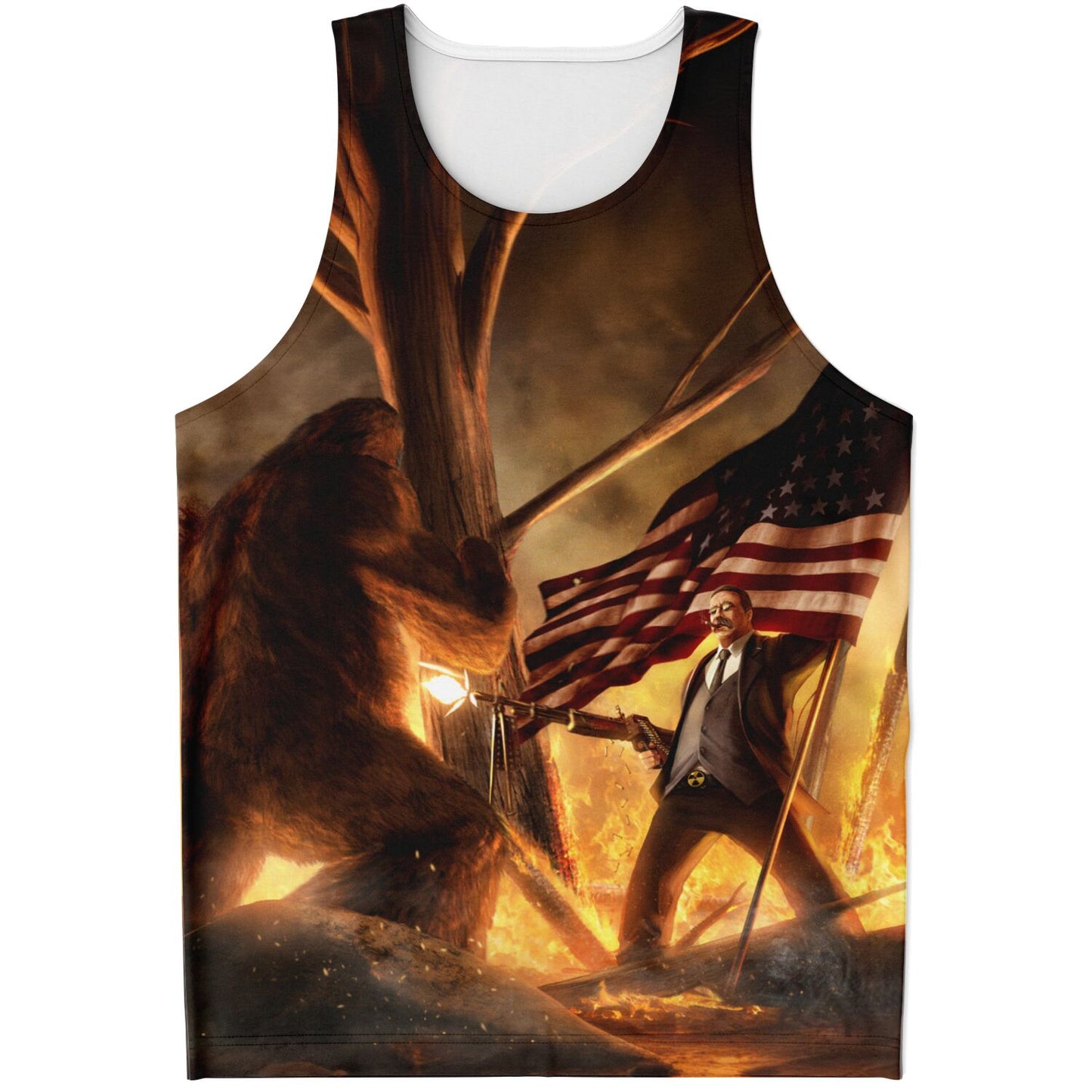 Teddy Roosevelt VS Bigfoot Unisex Tank Top - AOP