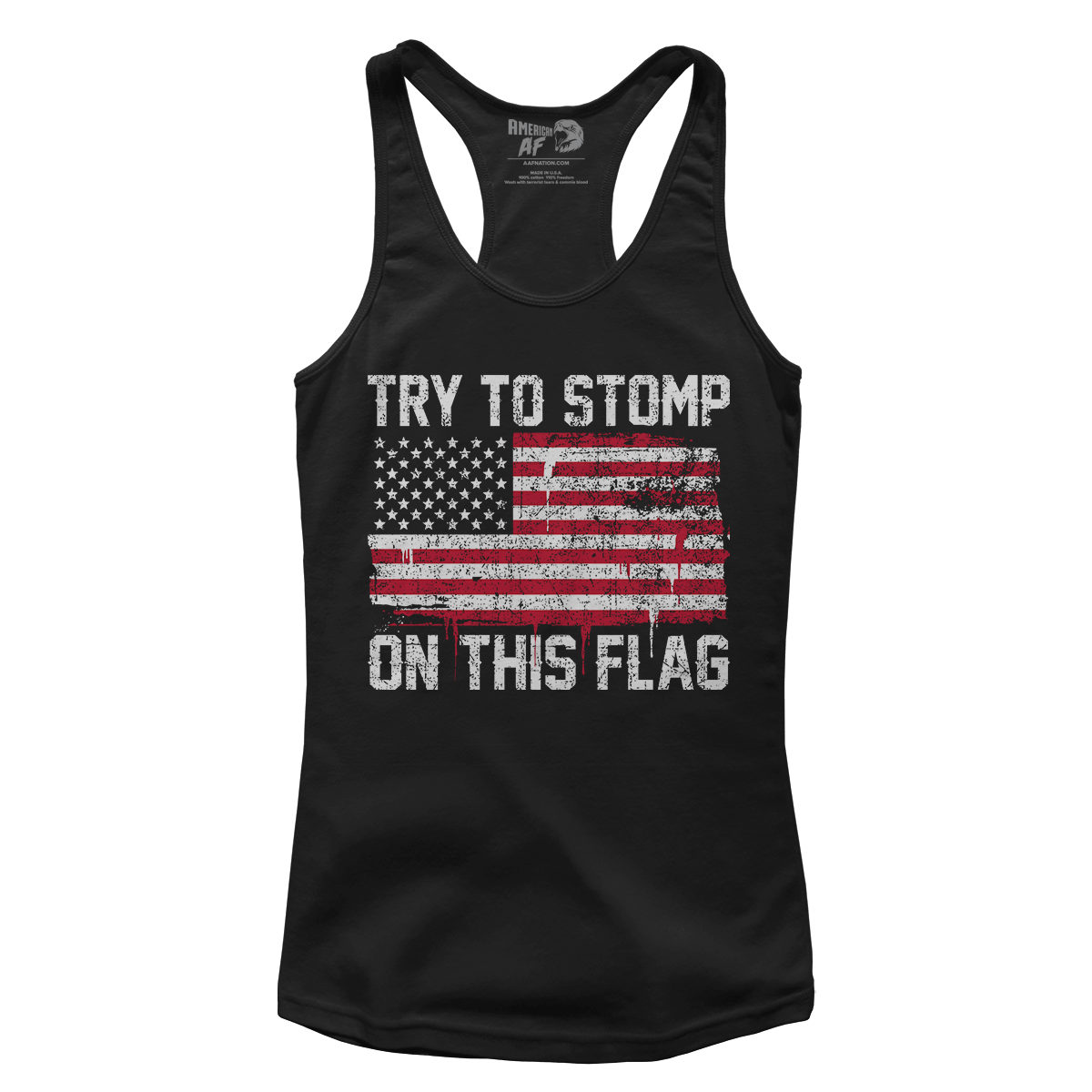 Apparel Premium Ladies Racerback Tank / Black / XS Try to Stomp on this Flag! (Ladies)