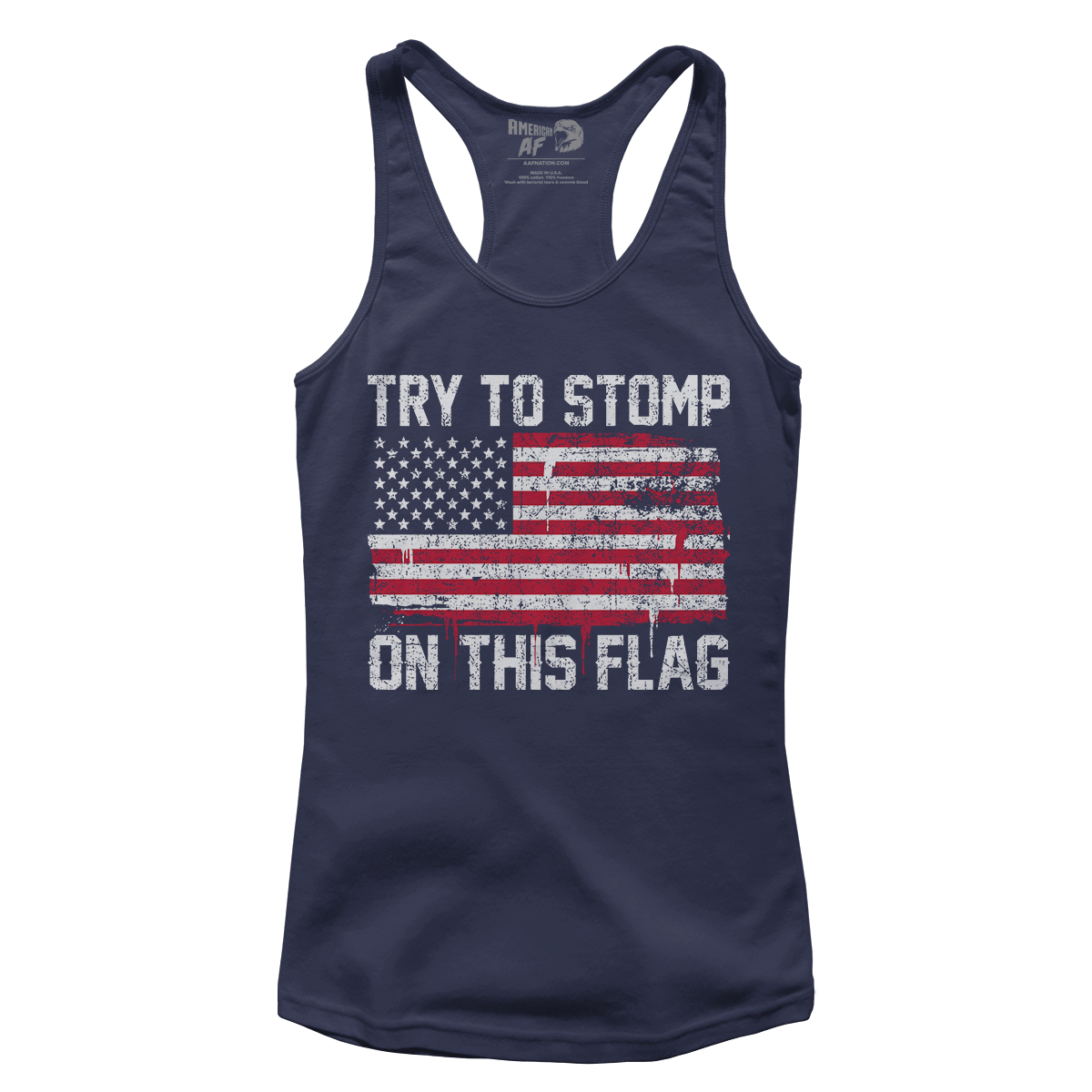 T-shirt Premium Ladies Racerback Tank / Midnight Navy / XS Try to Stomp on this Flag! (Ladies)