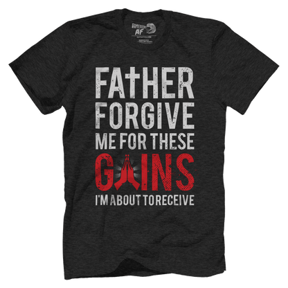 T-shirt Premium Mens Triblend Shirt / Vintage Black / S Father Forgive Me For These Gains