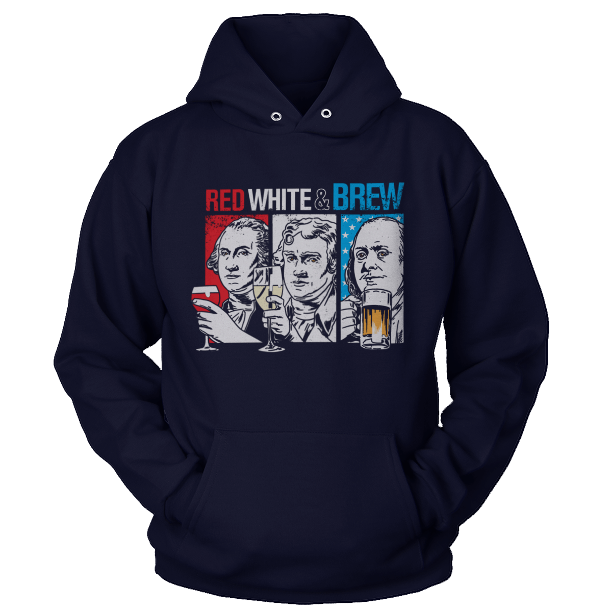 T-shirt Unisex Hoodie / Navy / S Red, White & Brew