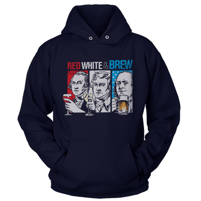 T-shirt Unisex Hoodie / Navy / S Red, White & Brew