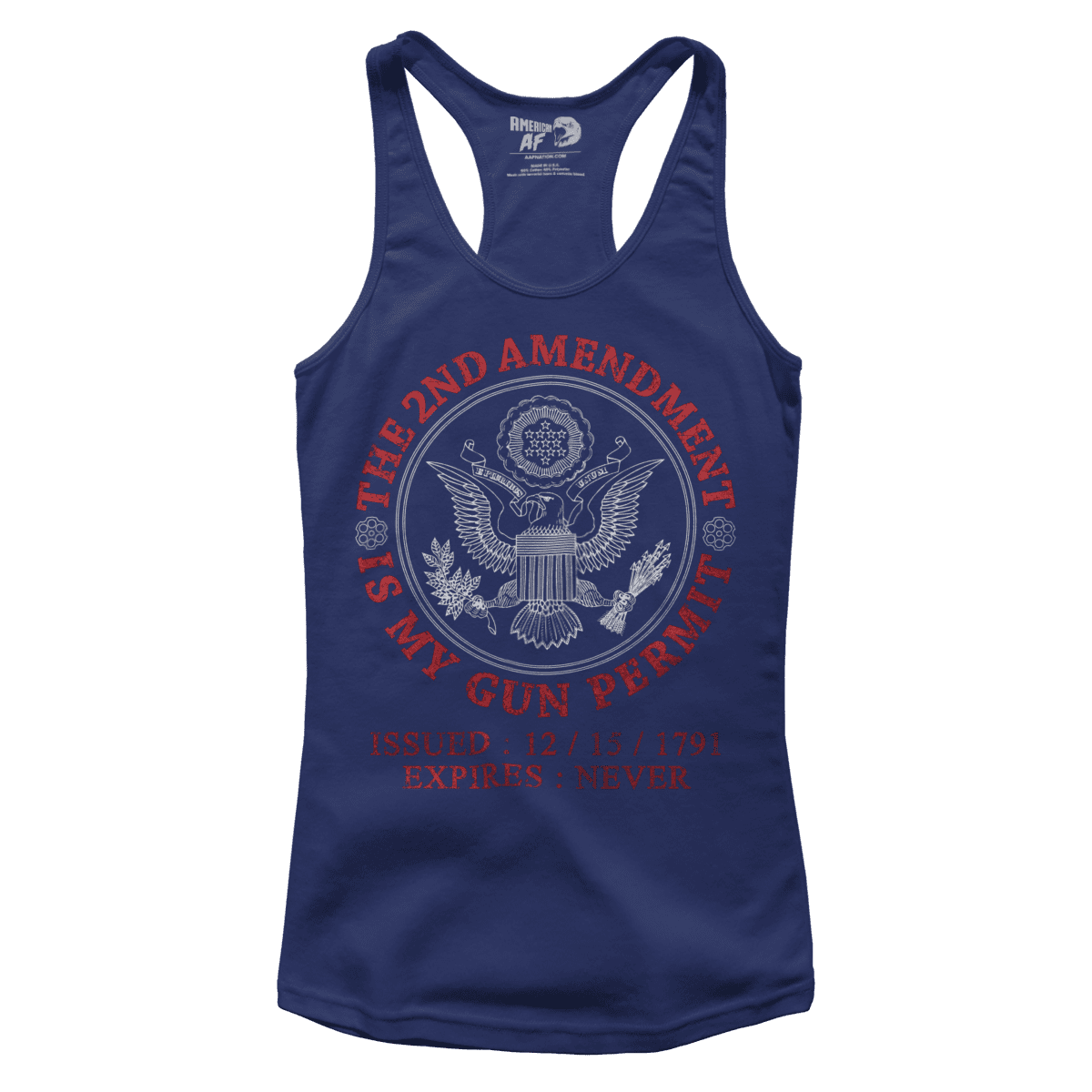 T-shirt Premium Ladies Racerback Tank / Midnight Navy / XS The 2nd Amendment - Gun Permit (Ladies)