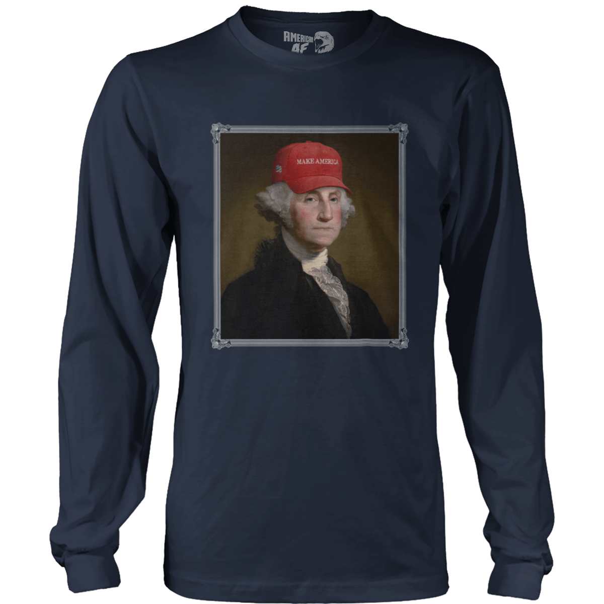 Apparel Mens Long Sleeve / Midnight Navy / S George Washington - Make America V2