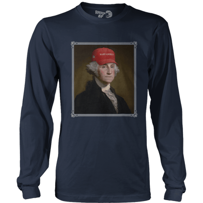 Apparel Mens Long Sleeve / Midnight Navy / S George Washington - Make America V2