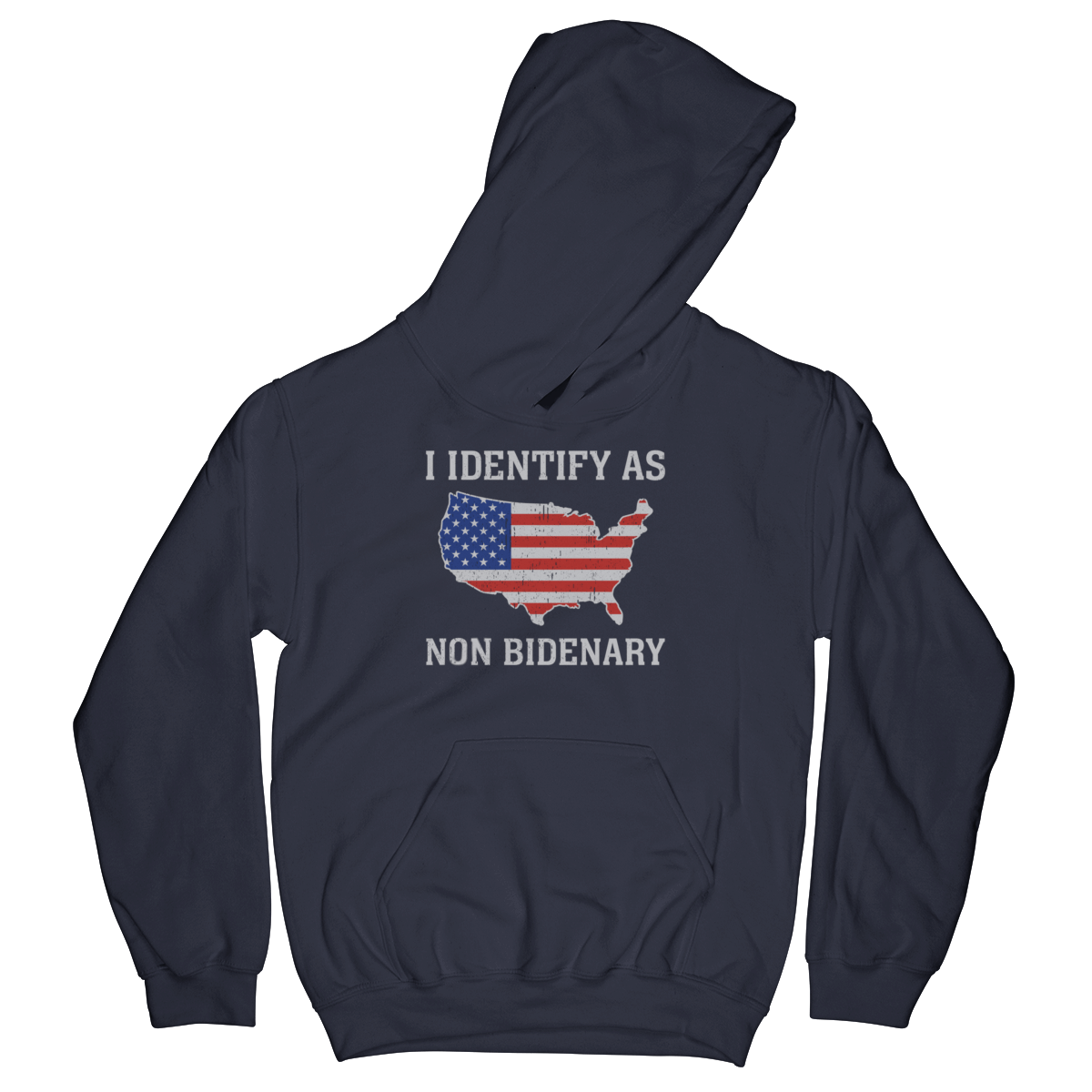 T-shirt Kids Hoodie / Navy / YS I Identify As Non Bidenary - Kids