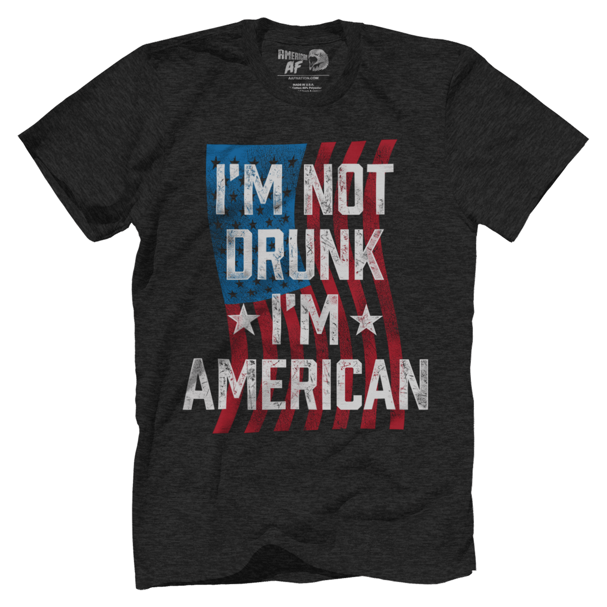 T-shirt Premium Mens Triblend Shirt / Vintage Black / S I'm Not Drunk I'm American