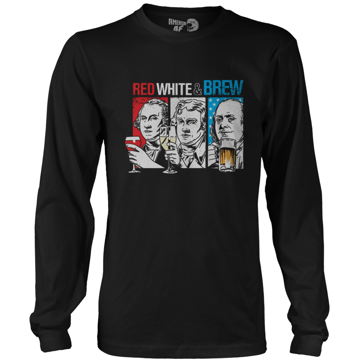 T-shirt Mens Long Sleeve / Black / S Red, White & Brew