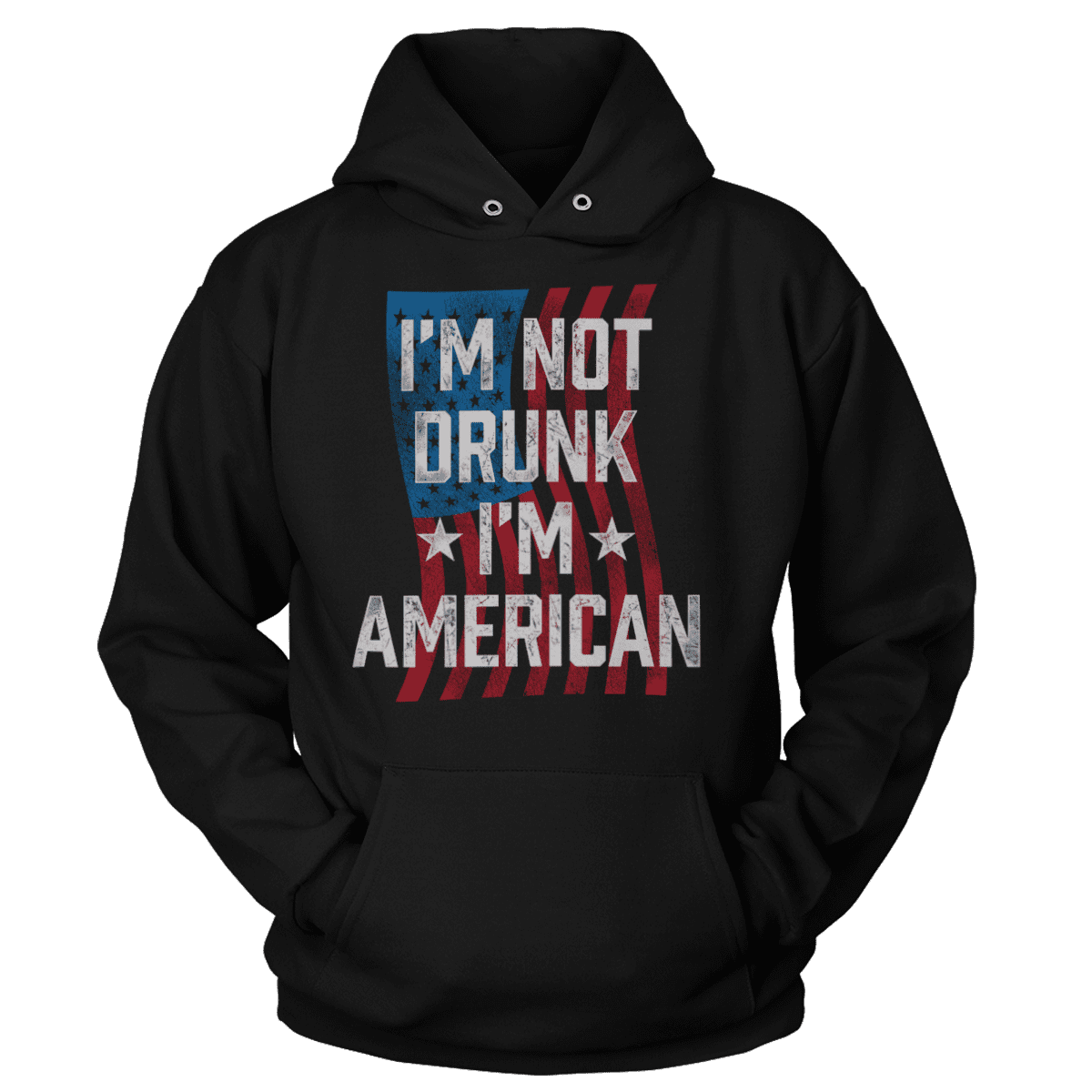 T-shirt Premium Soft Hoodie / Black / XS I'm Not Drunk I'm American (Ladies)