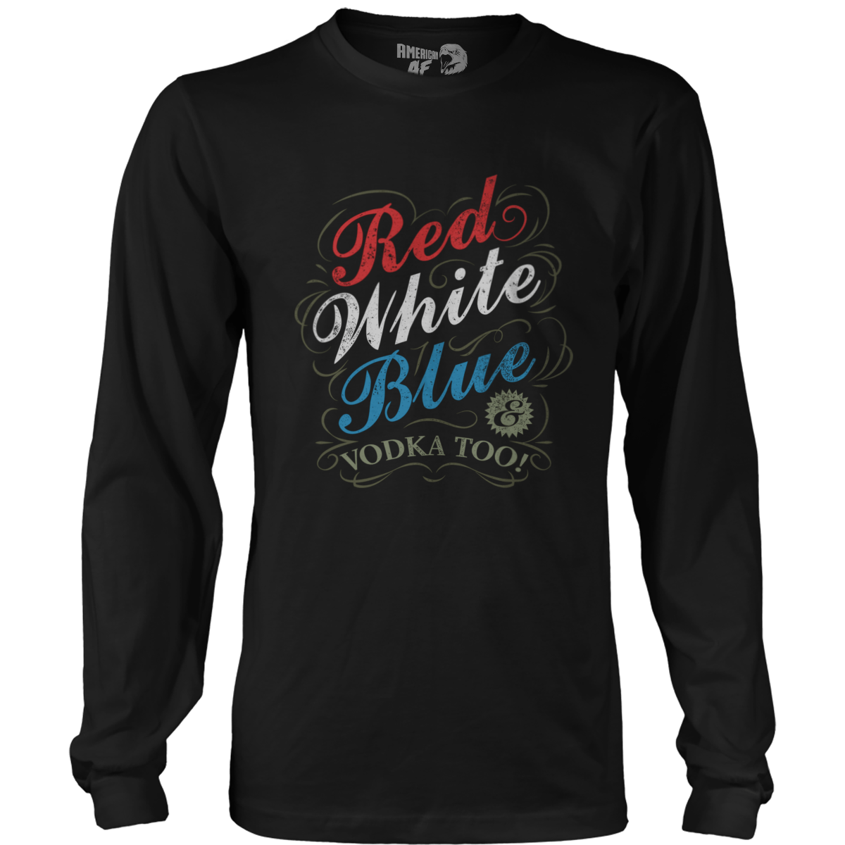 Apparel Mens Long Sleeve / Black / S Red White Blue & Vodka