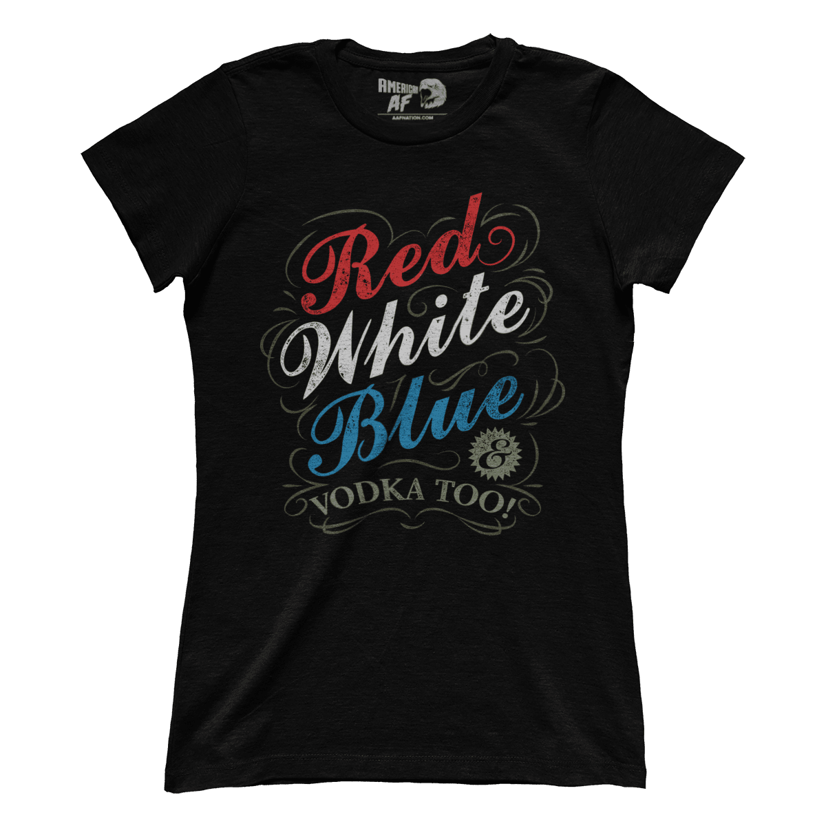 Apparel Premium Ladies Tee / Black / XS Red White Blue & Vodka (Ladies)