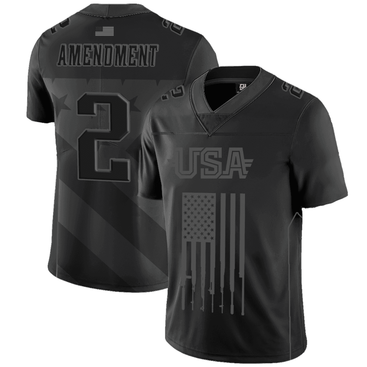 4XL Team USA 2nd Amendment Football Jersey Blackout Edition