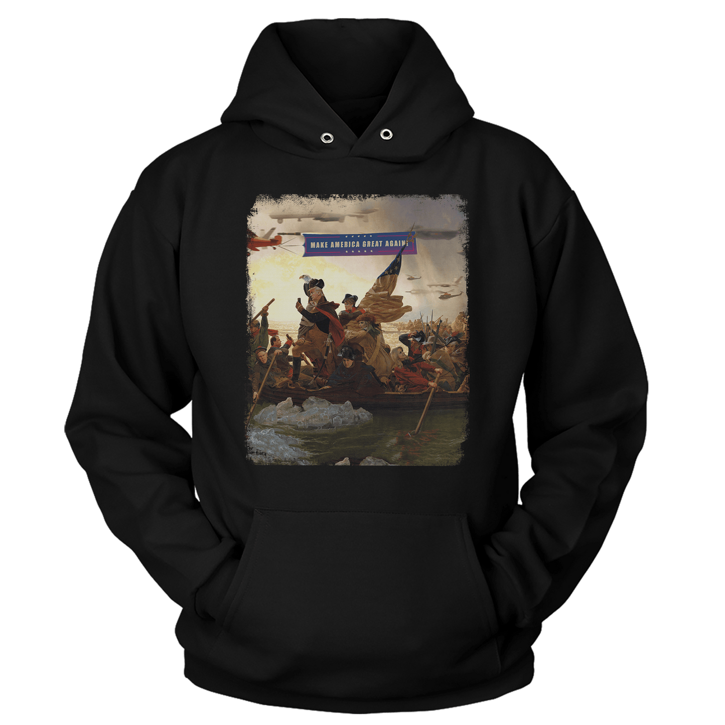 T-shirt Unisex Hoodie / Black / S Trump Crossing Delaware (Ladies)