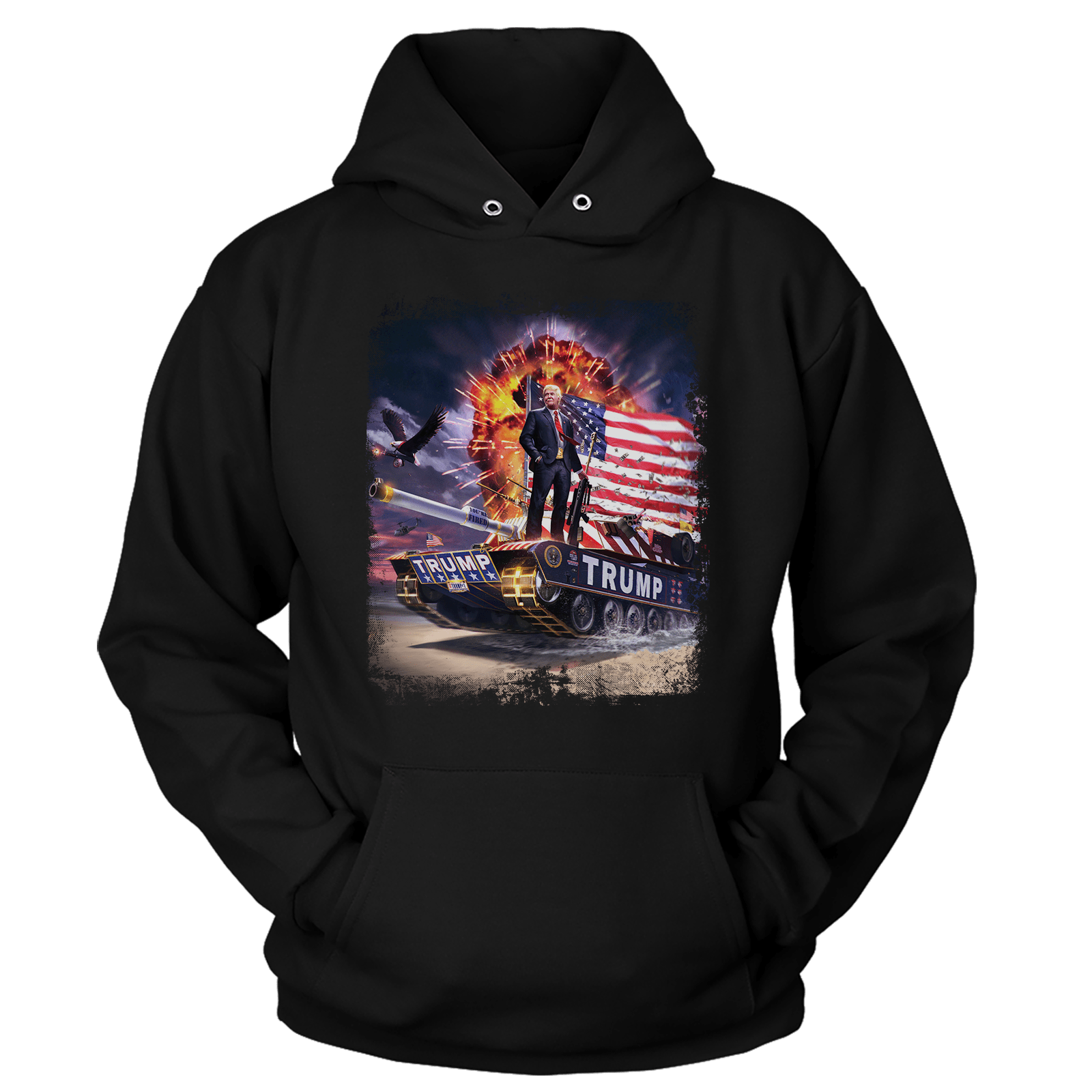 Dye-Sub Unisex Hoodie / Black / S Trump Tank (Zoom)