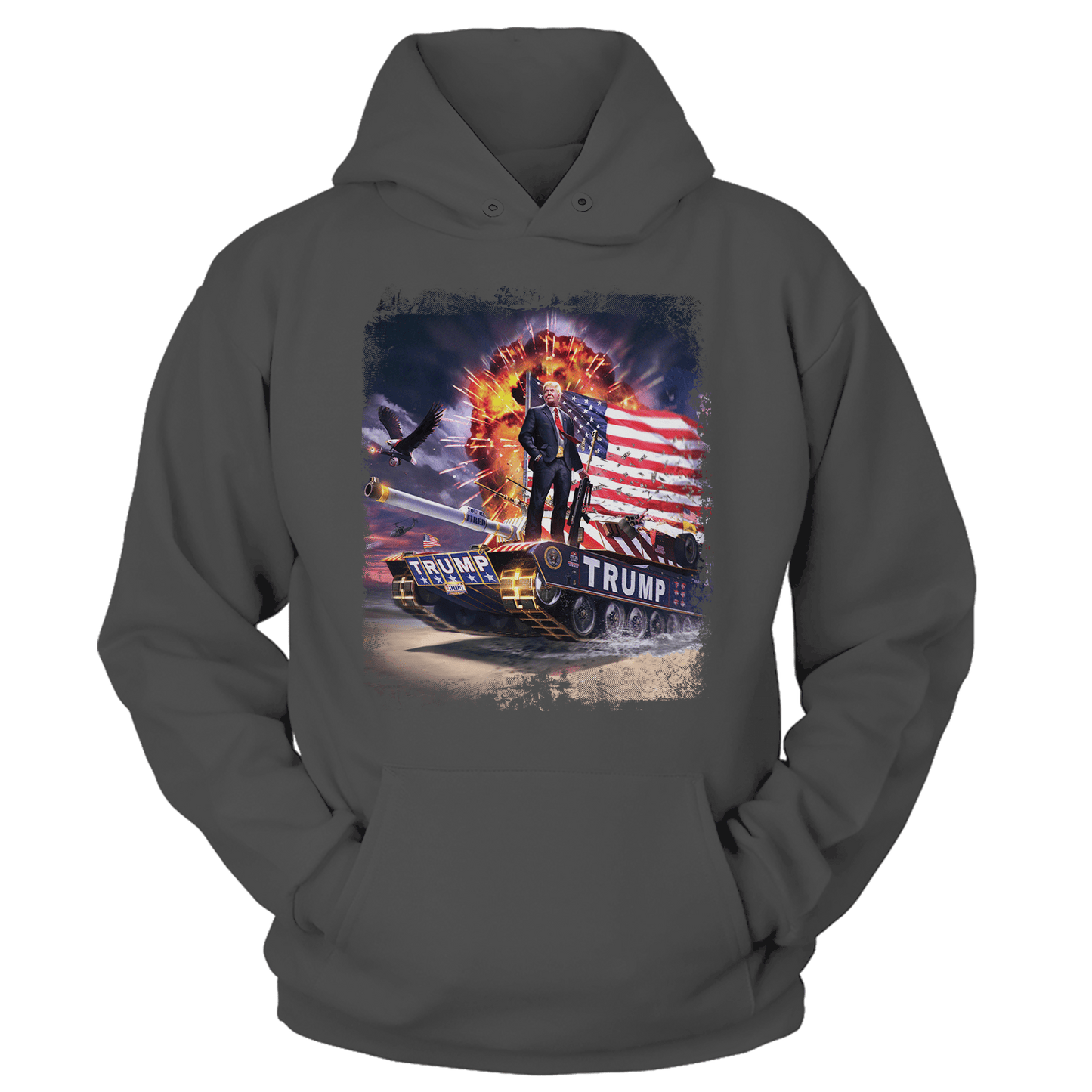 Dye-Sub Unisex Hoodie / Dark Gray / S Trump Tank (Zoom)