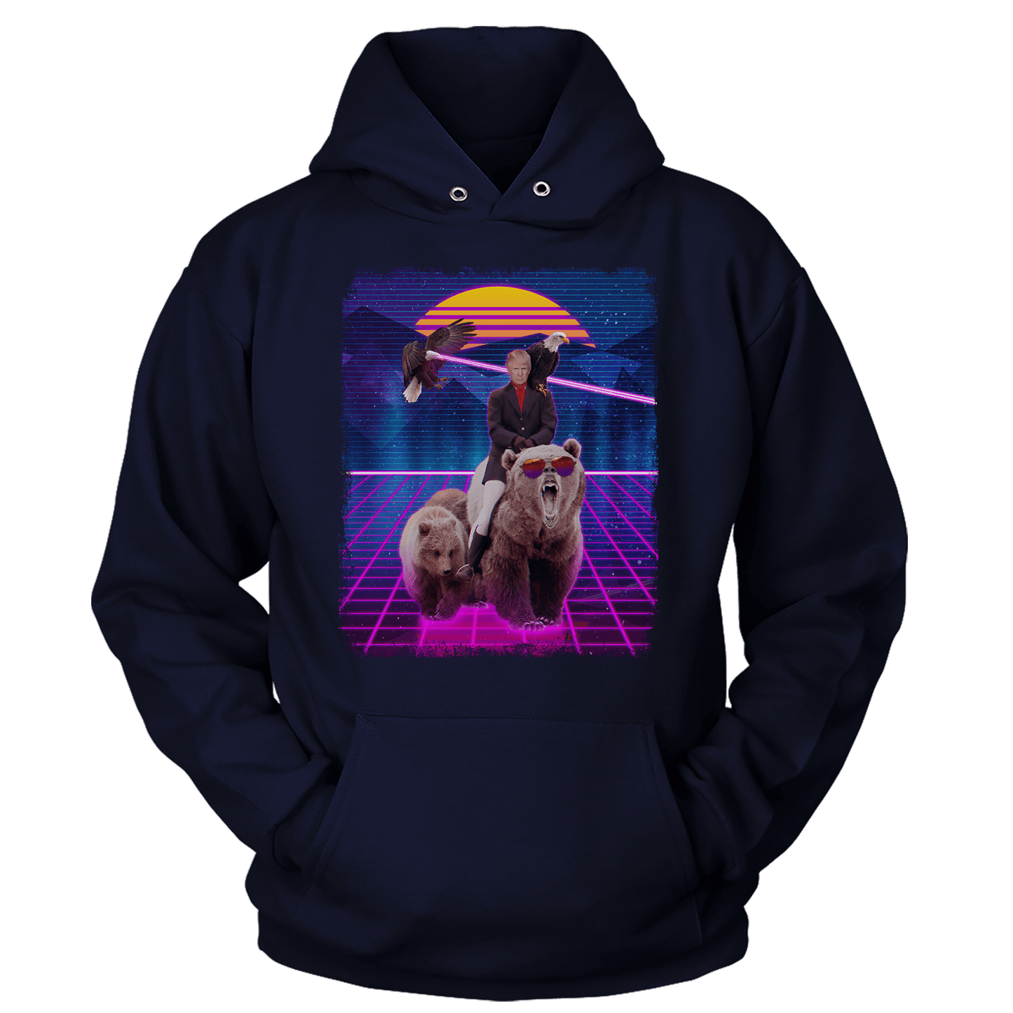 Dye-Sub Unisex Hoodie / Navy / S Trump on a Bear