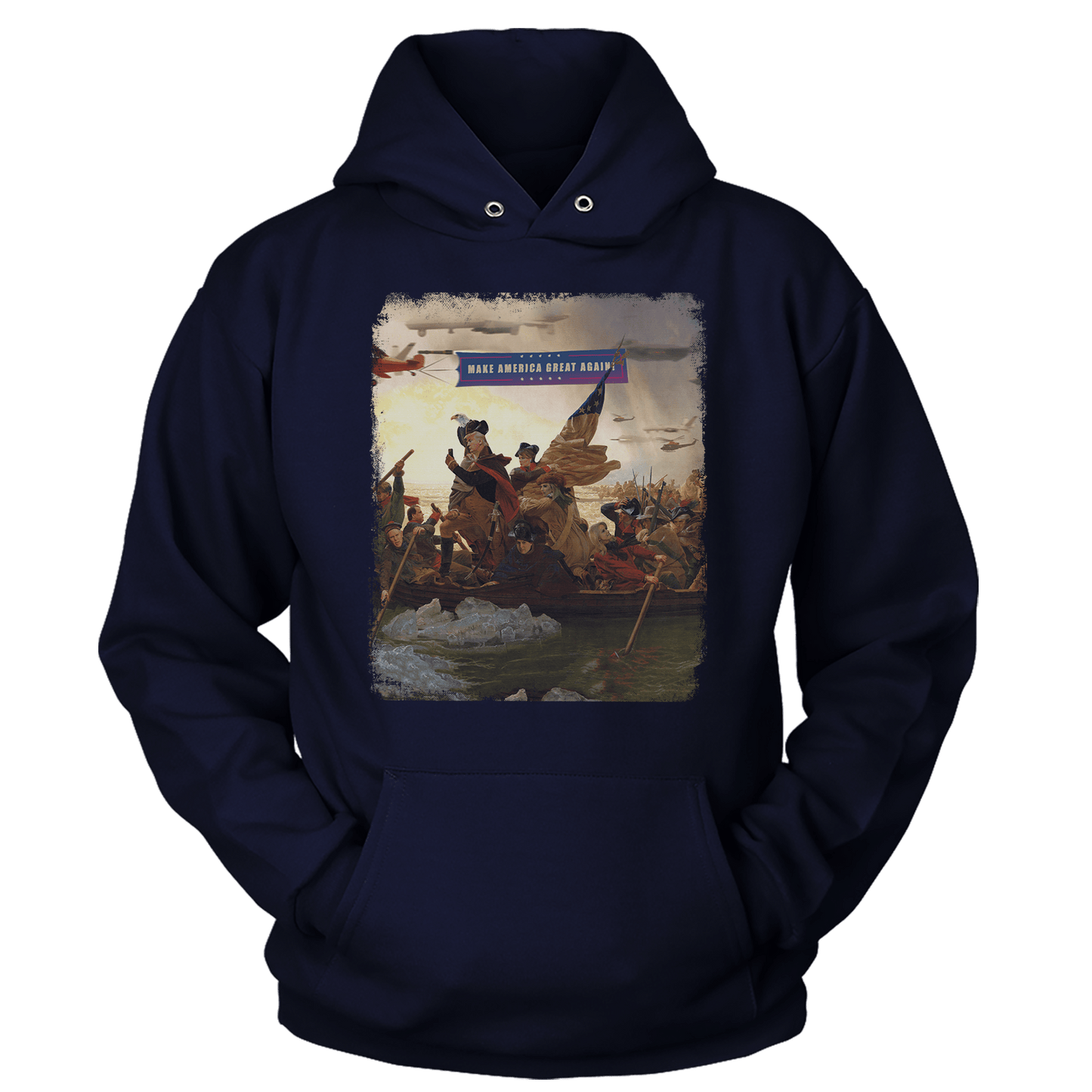 T-shirt Unisex Hoodie / Navy / S Trump Crossing Delaware (Ladies)