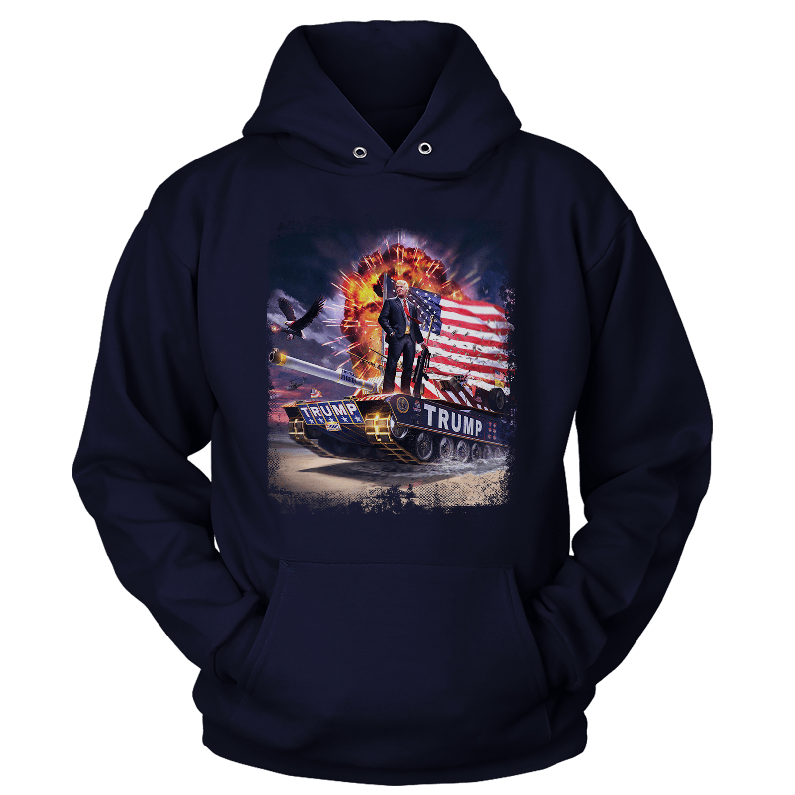 Dye-Sub Unisex Hoodie / Navy / S Trump Tank (Zoom)