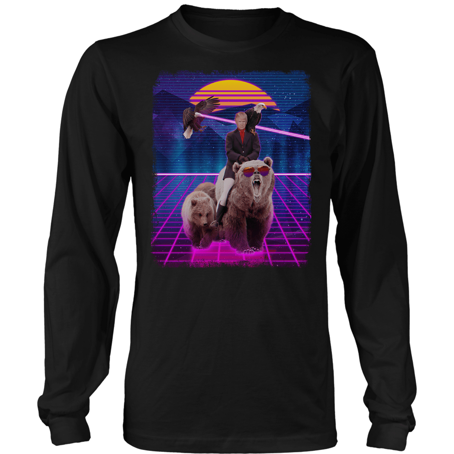 Dye-Sub Mens Long Sleeve / Black / S Trump on a Bear