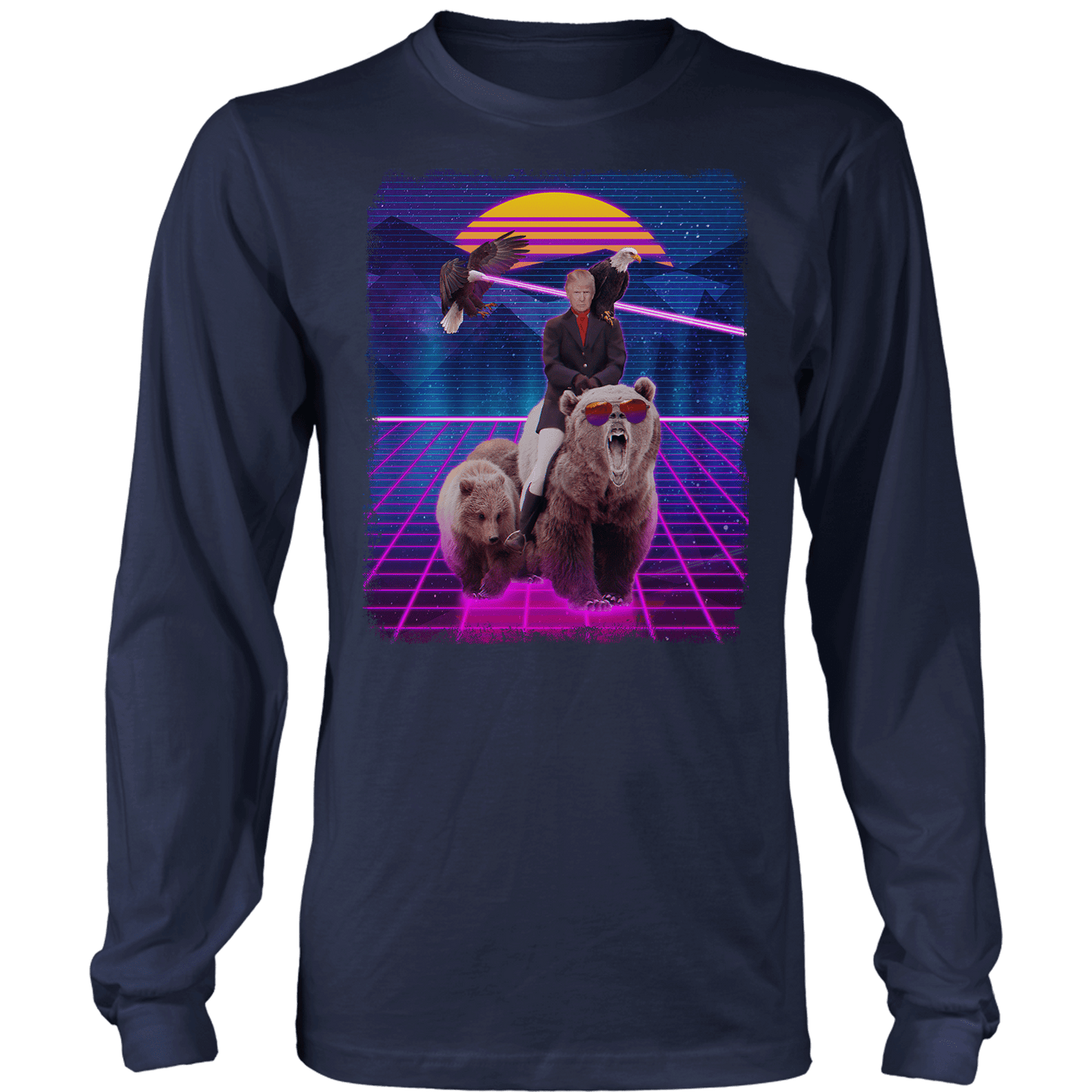 Dye-Sub Mens Long Sleeve / Navy / S Trump on a Bear