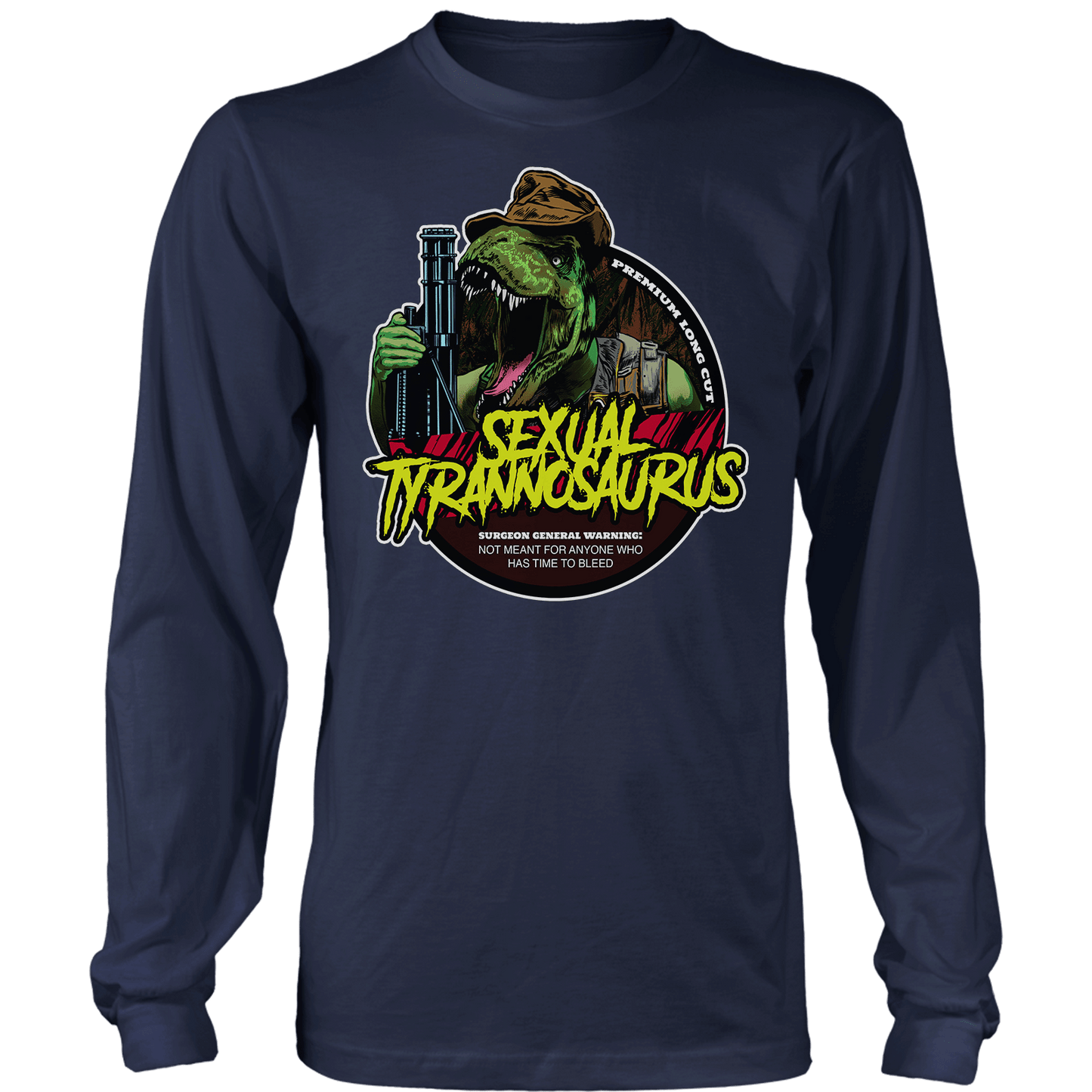 T-shirt Mens Long Sleeve / Navy / S Tyrannosaurus