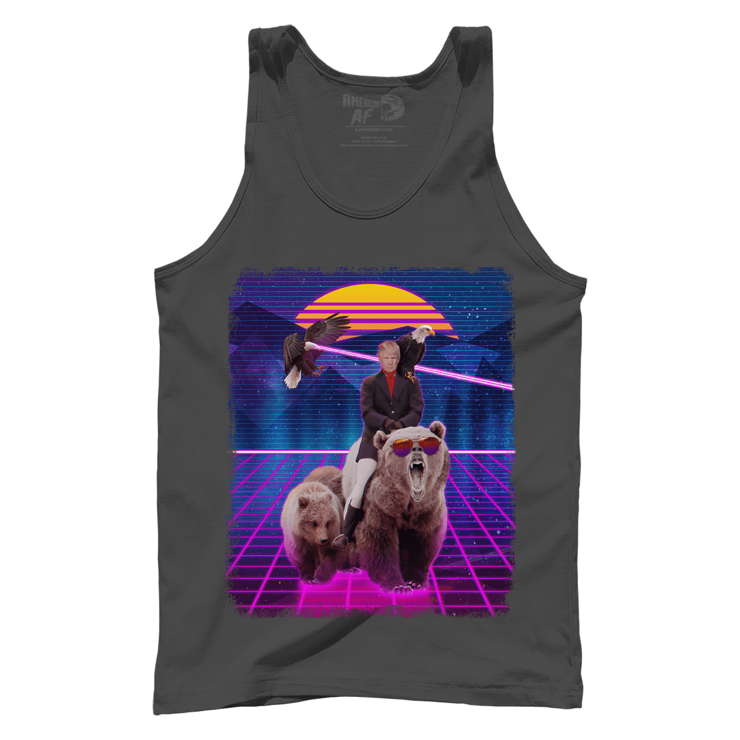 Dye-Sub Premium Mens Tank / Dark Gray / S Trump on a Bear