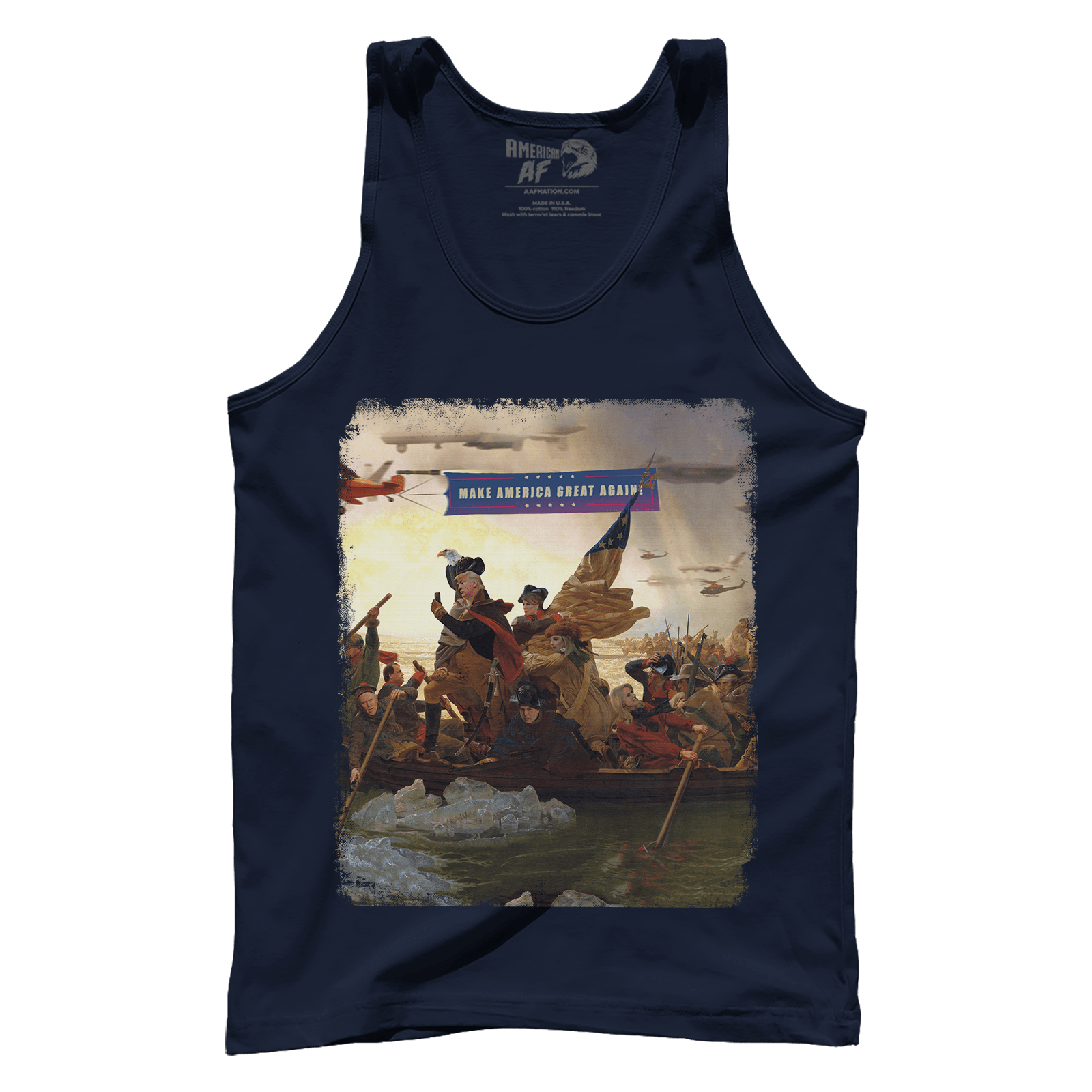 Dye-Sub Premium Mens Tank / Navy / S Trump Crossing Delaware