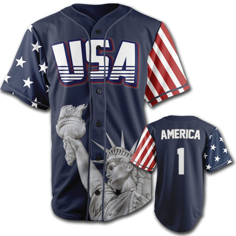 Pullonsy Adult American Flag Patriotic Baseball Jerseys Style Shirts for Men USA Eagle Outfits