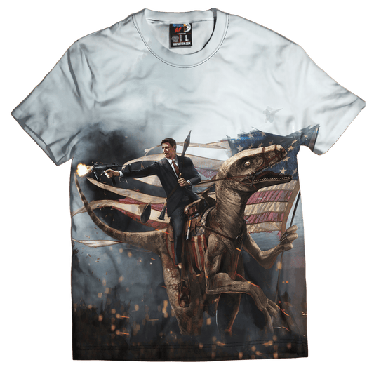 Dye-Sub T-Shirt / SMALL Ronald Reagan - Velociraptor