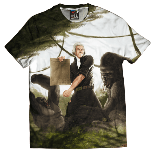 Dye-Sub T-Shirt / SMALL Thomas Jefferson VS Gorilla