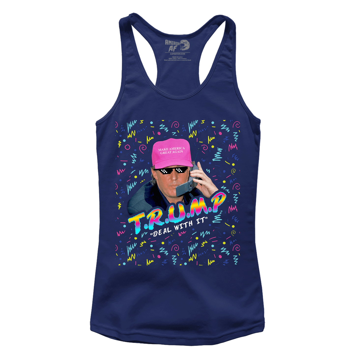 T-shirt Premium Ladies Racerback Tank / Navy / XS Trump - Deal With it (Ladies)