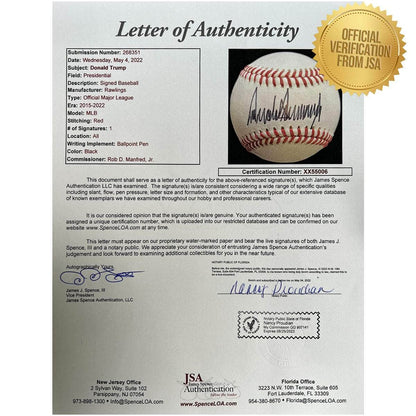 Signed Baseball President Donald Trump Signed Baseball - Professionally certified