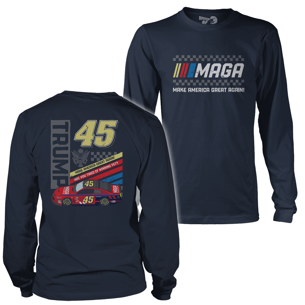 T-shirt Mens Long Sleeve / Navy / S MAGA NASCAR