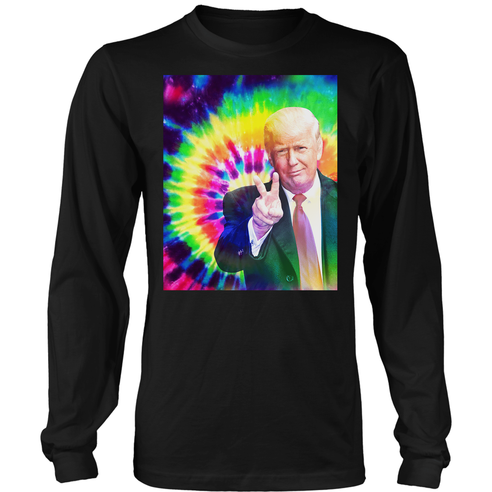 Dye-Sub Mens Long Sleeve / Black / S Trump Tie Dye