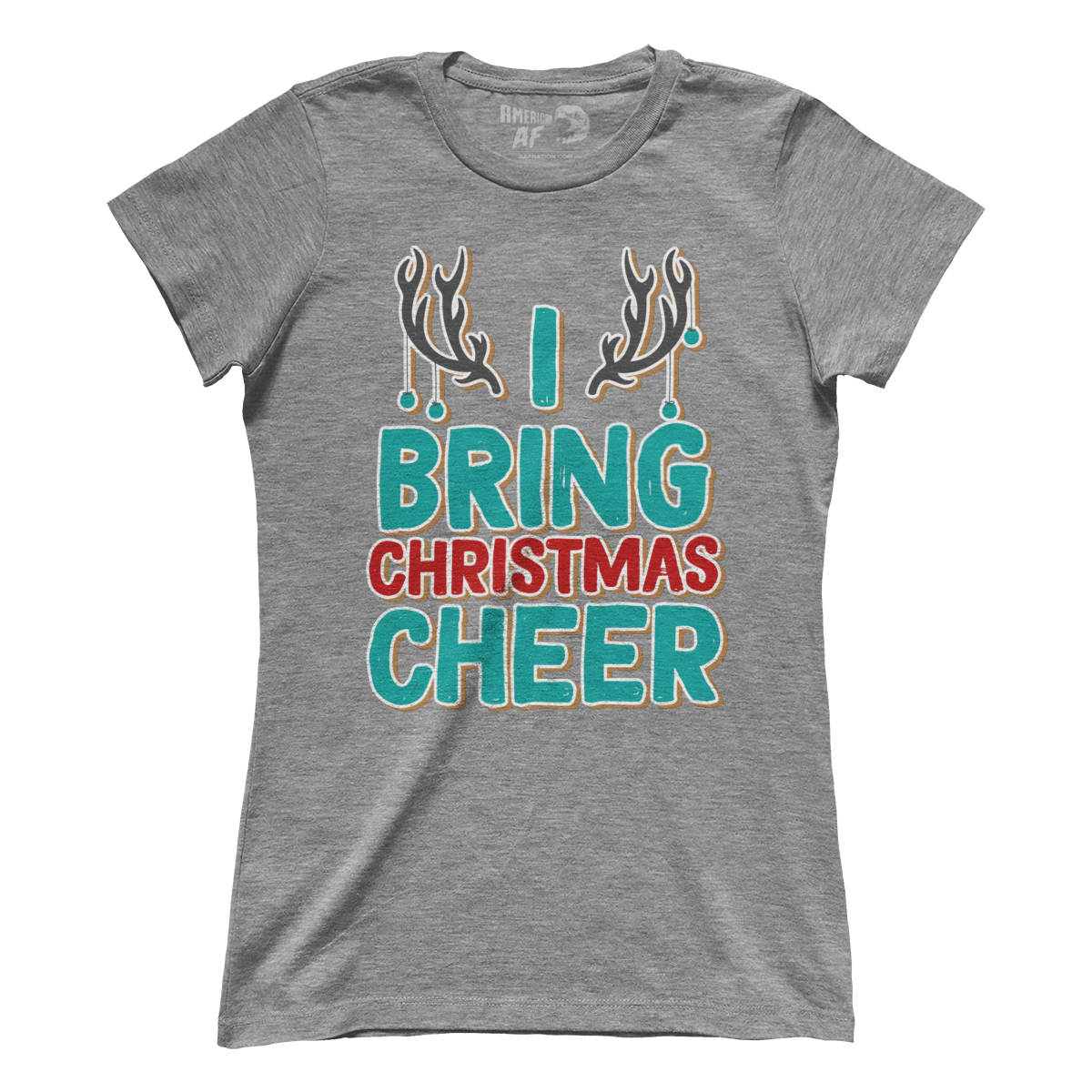 Raglan Premium Ladies Tee / Heather Gray / S Bring Christmas Cheer (Ladies)