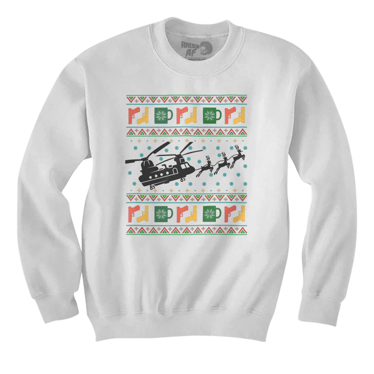 Raglan Premium Sweatshirt / White / S Santa's Other Ride - Chinook