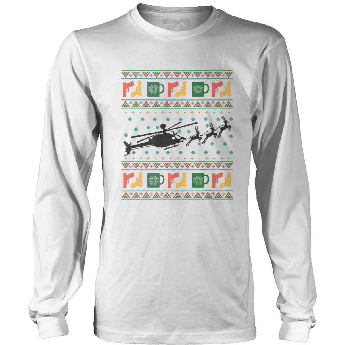 Raglan Mens Long Sleeve / White / S Santa's Other Ride - Kiowa