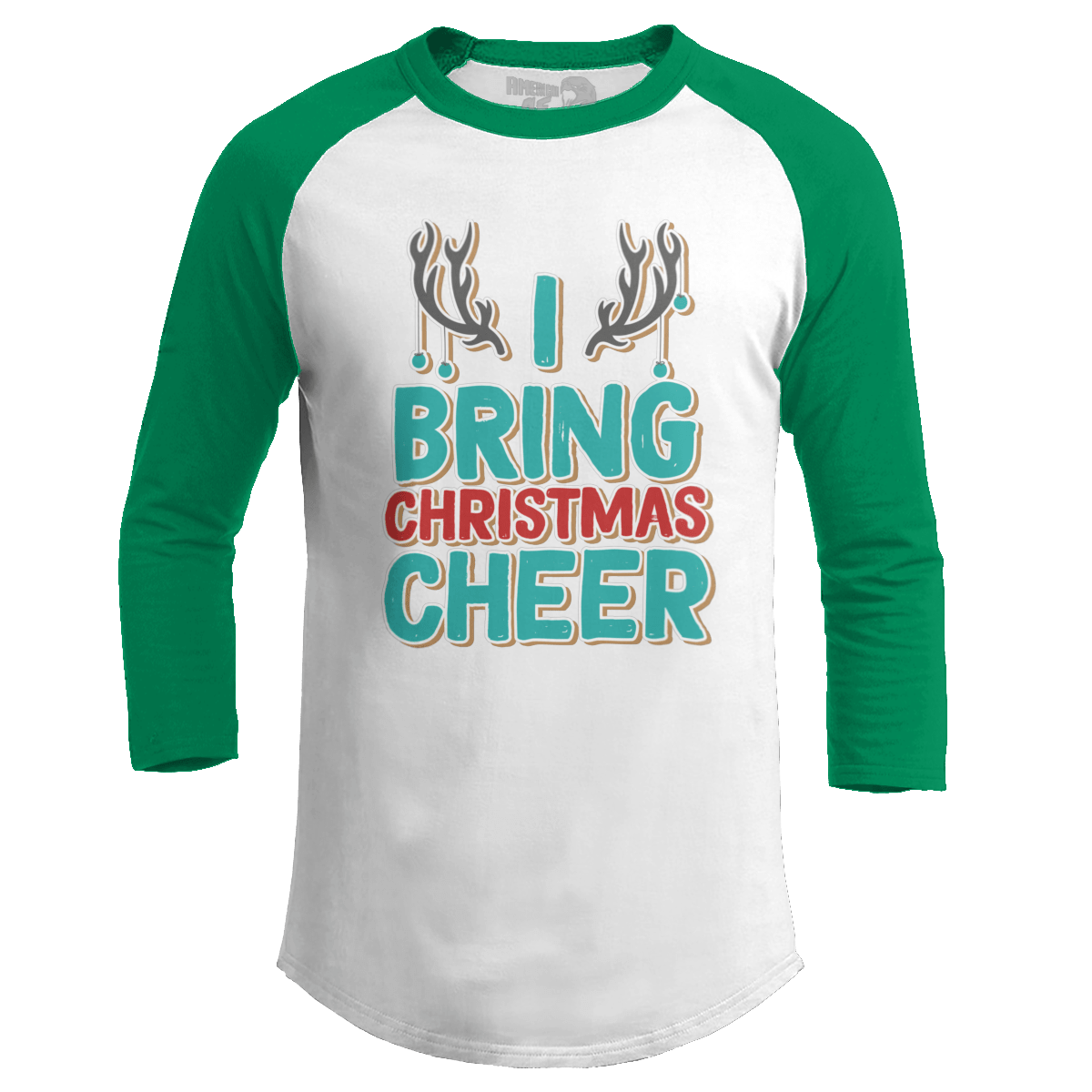 Raglan Raglan / White/Kelly Green / S Bring Christmas Cheer (Ladies)