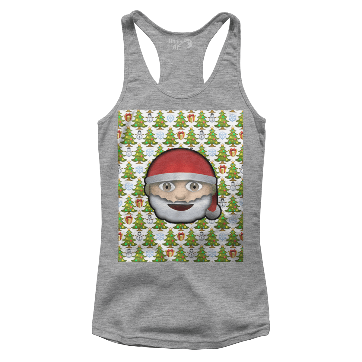 Raglan Premium Ladies Racerback Tank / Heather Gray / XS Emoji Christmas (Ladies)