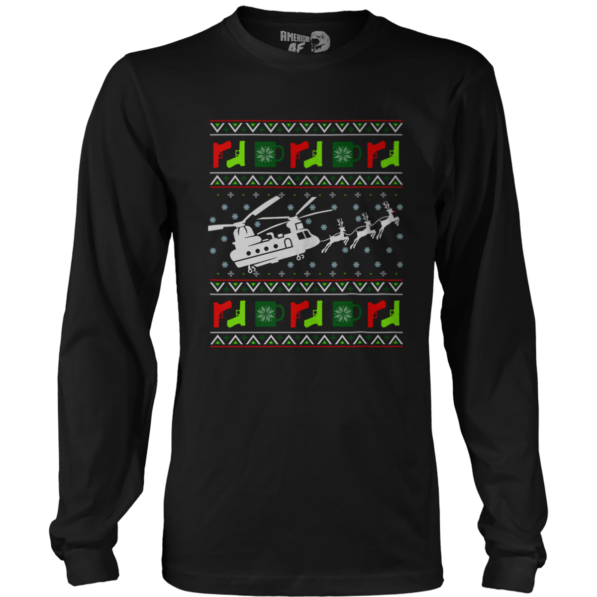 Raglan Mens Long Sleeve / Black / S Santa's Other Ride - Chinook