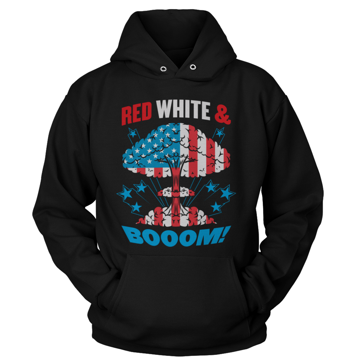 T-shirt Unisex Hoodie / Black / S Red, White, and Boom