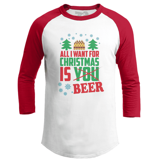 Raglan Raglan / White/Red / S All I Want is Beer