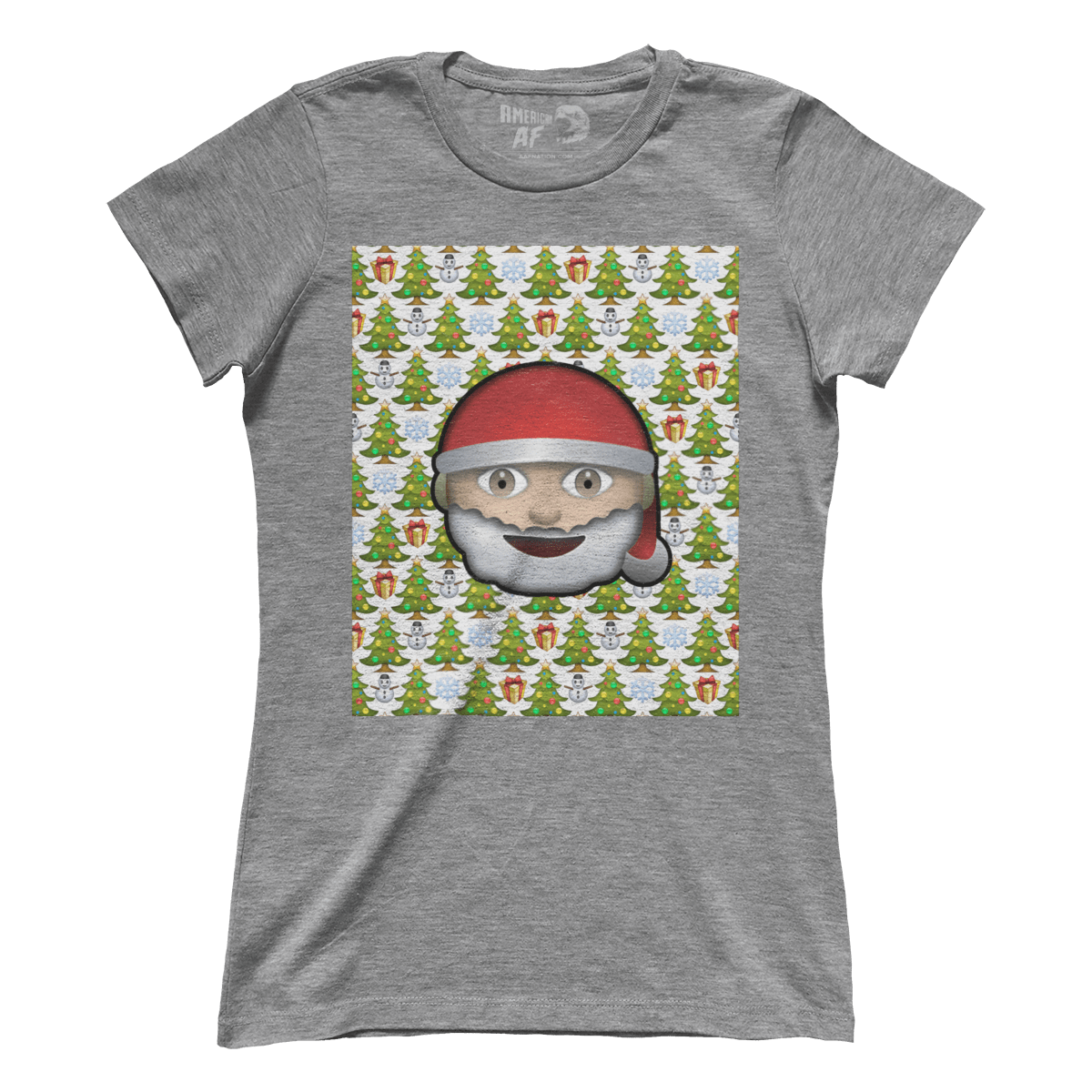 Raglan Premium Ladies Tee / Heather Gray / S Emoji Christmas (Ladies)