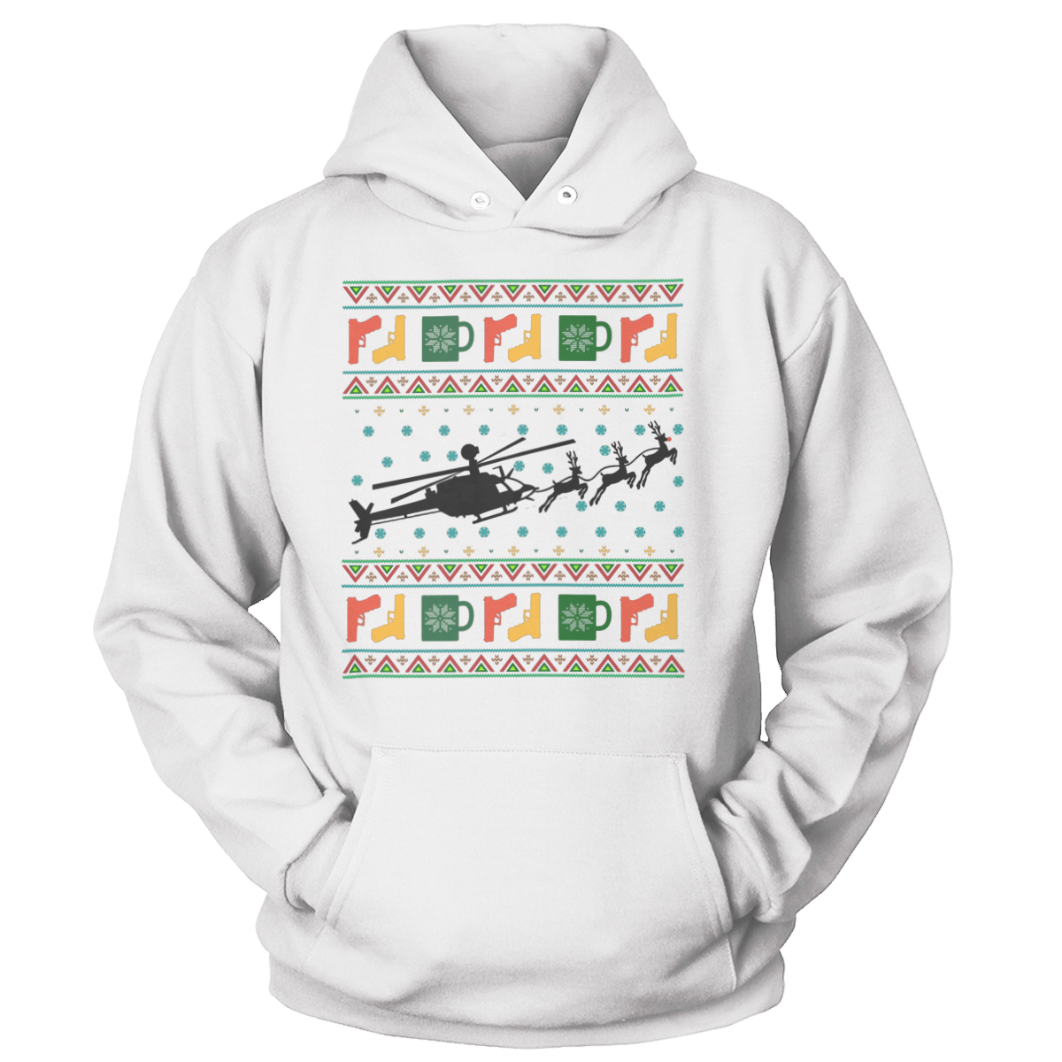 Raglan Unisex Hoodie / White / S Santa's Other Ride - Kiowa