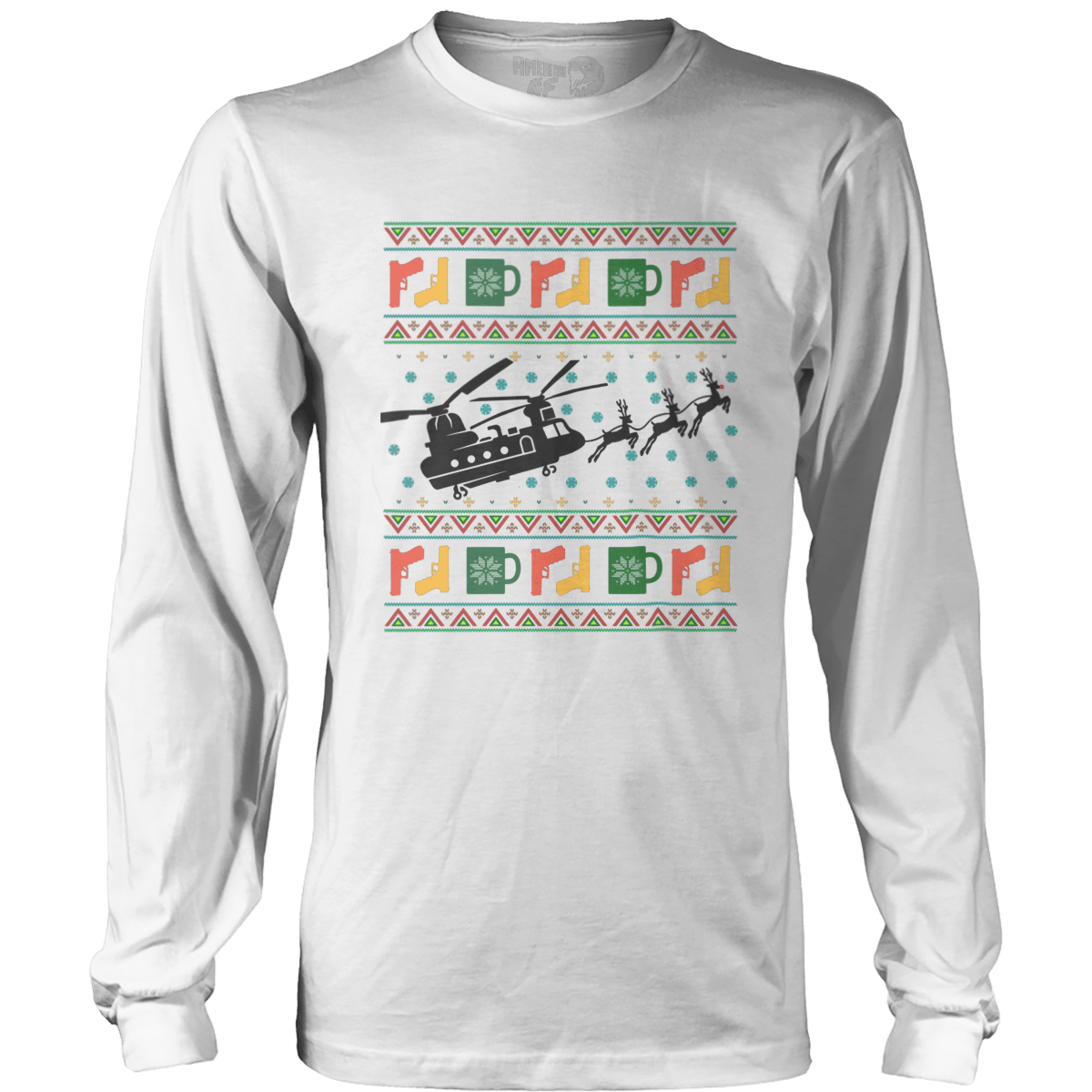 Raglan Mens Long Sleeve / White / S Santa's Other Ride - Chinook