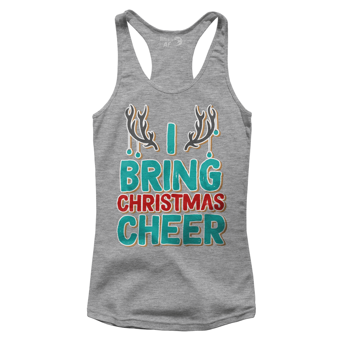 Raglan Premium Ladies Racerback Tank / Heather Gray / XS Bring Christmas Cheer (Ladies)